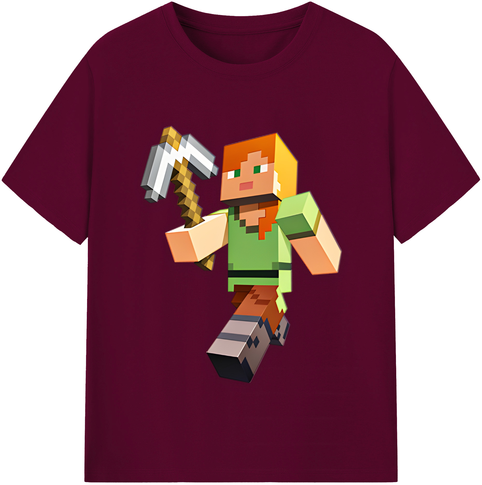（画像用） マインクラフト ブロックの世界 Minecraft MC Block world レディースカジュアルプリントTシャツ（綿100％）